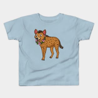 Hyena and flowers cartoon illustration Kids T-Shirt